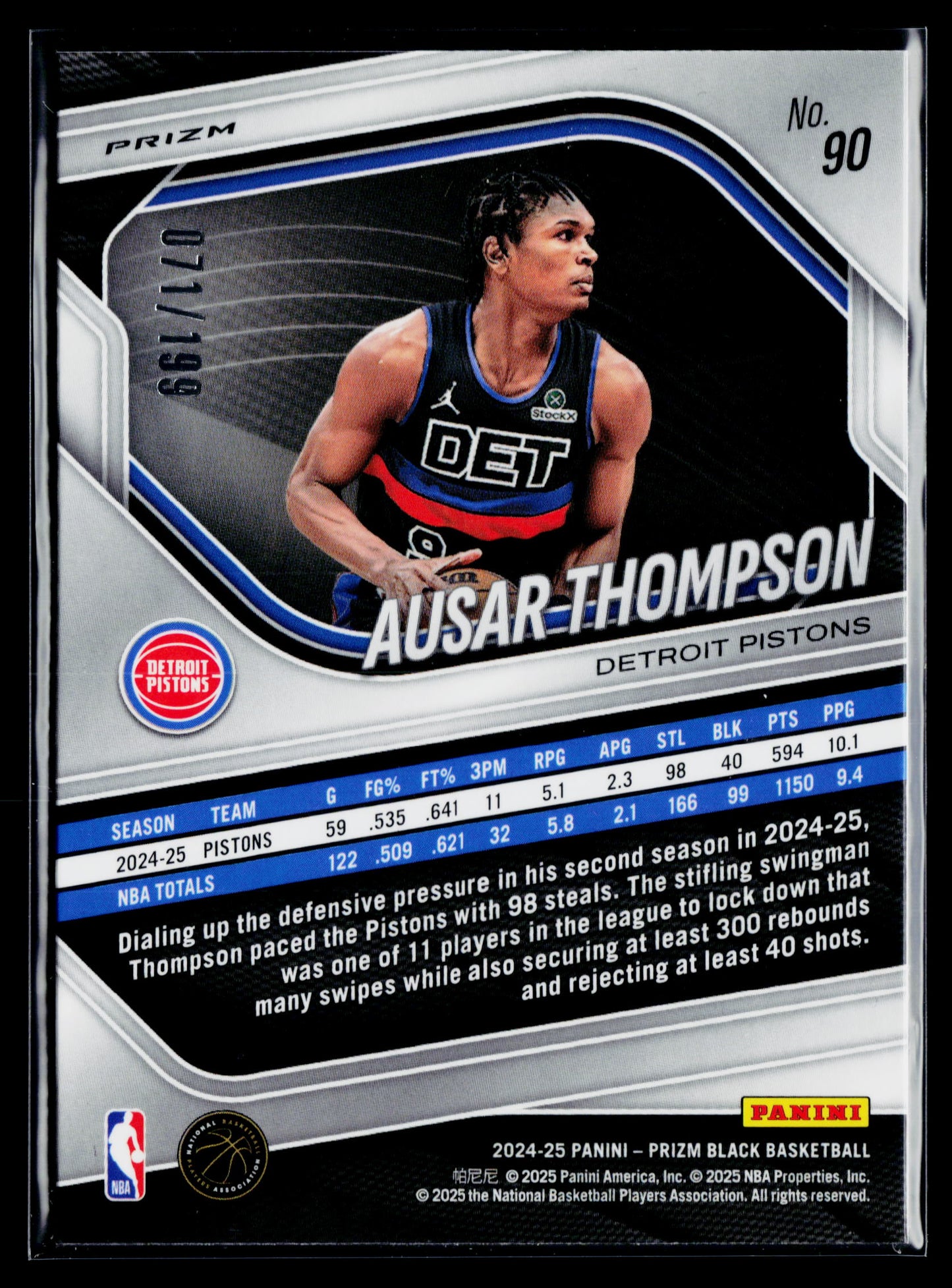2024-25 Panini Prizm Black Ausar Thompson Blue Prizms #/199 #90