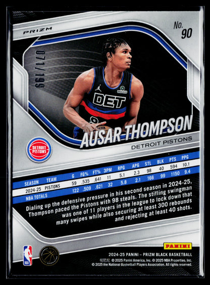 2024-25 Panini Prizm Black Ausar Thompson Blue Prizms #/199 #90