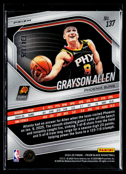 2024-25 Panini Prizm Black Grayson Allen White Prizms #/175 #137