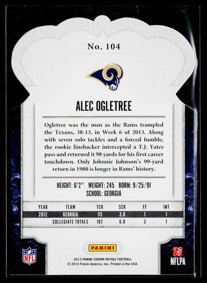 2013 Crown Royale Alec Ogletree Rookie Bronze Holo Die Cut Crown /299 #104