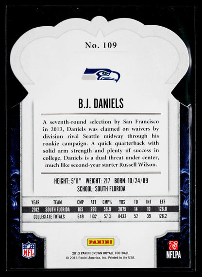 2013 Panini Crown Royale B.J. Daniels Rookie Red (Die Cut Crown) #/99 #109