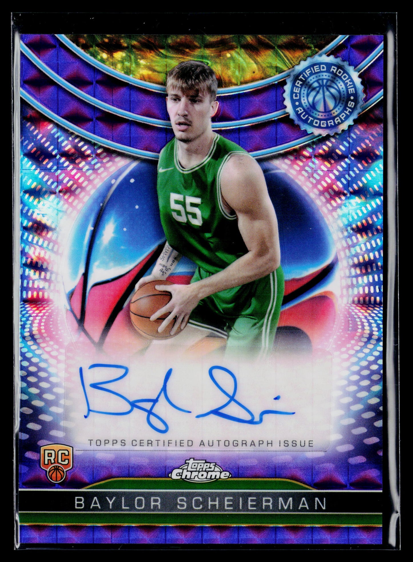 2024-25 Topps Chrome Baylor Scheierman RC Purple Geometric Ref Auto TCRA-BS