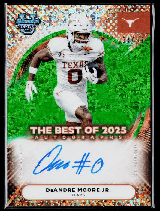 2025 Bowman University Best DeAndre Moore Jr. Green Mini Diamond Auto /99 BOADEM