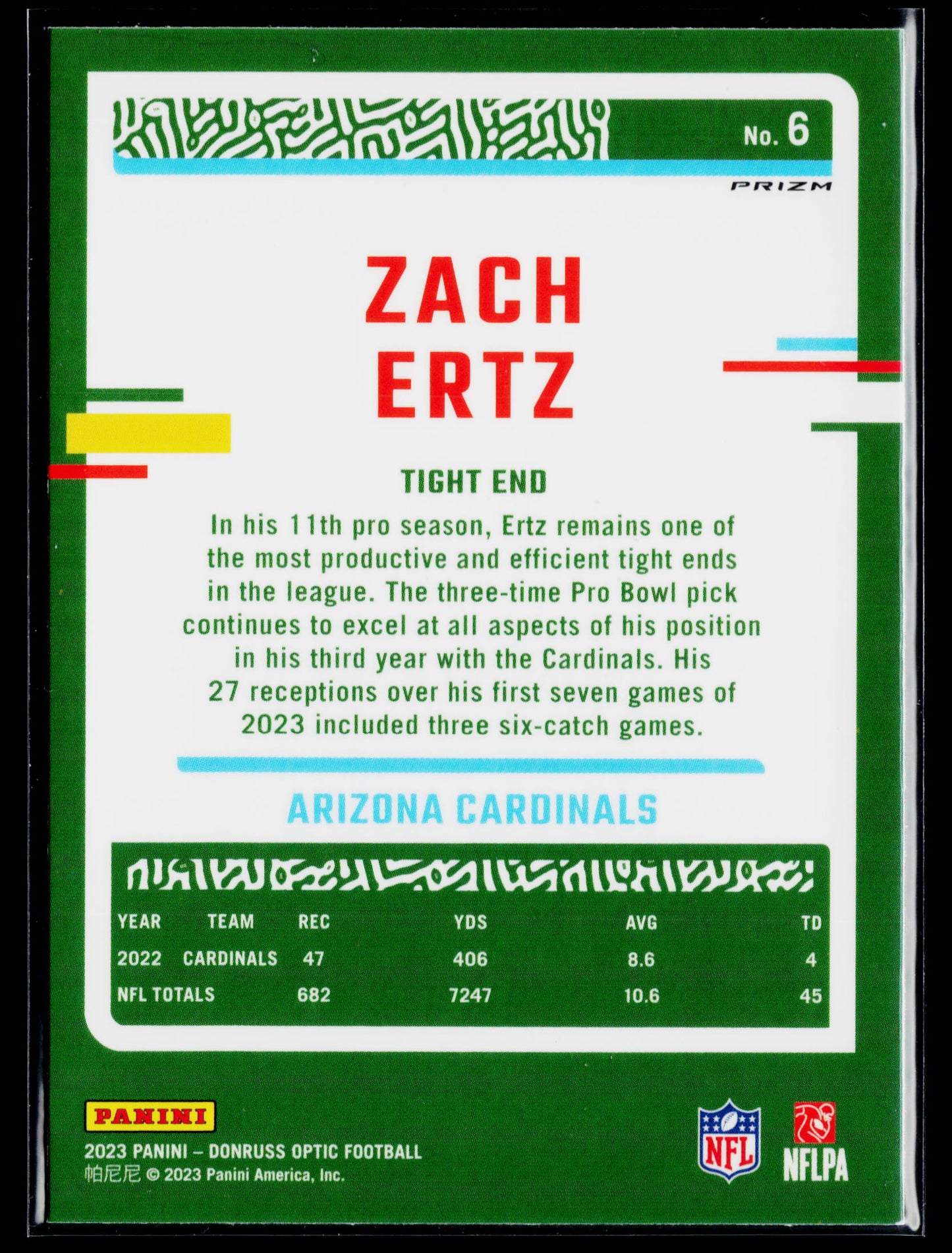 2023 Donruss Optic Zach Ertz Rocket #6