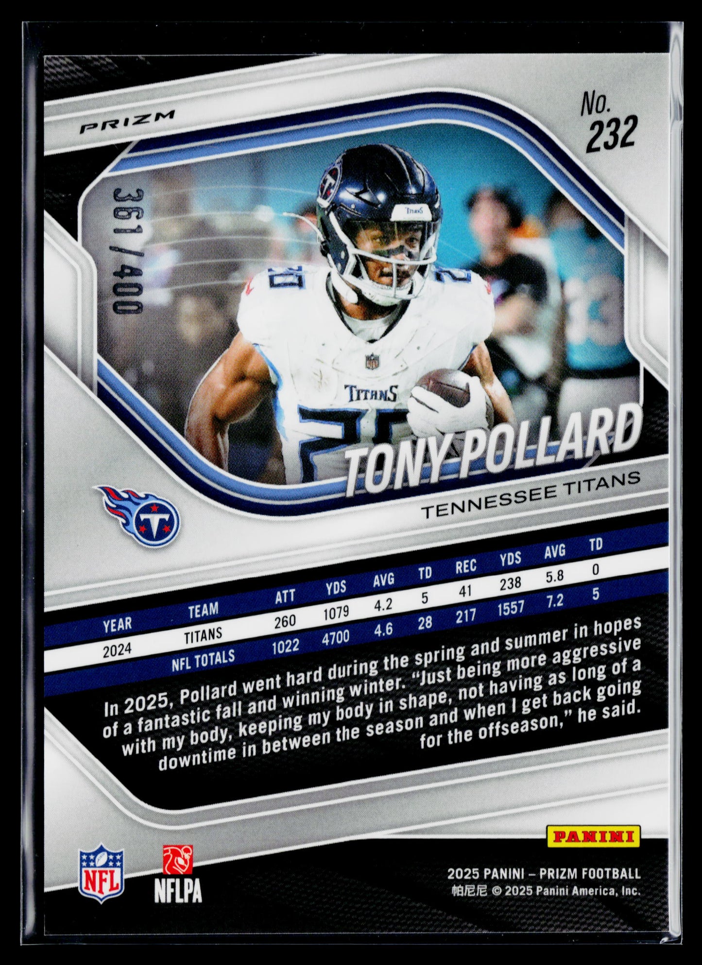 2025 Panini Prizm Tony Pollard Pandora #/400 #232