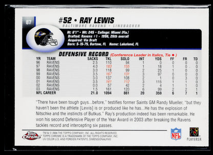 2004 Topps Chrome Ray Lewis #87