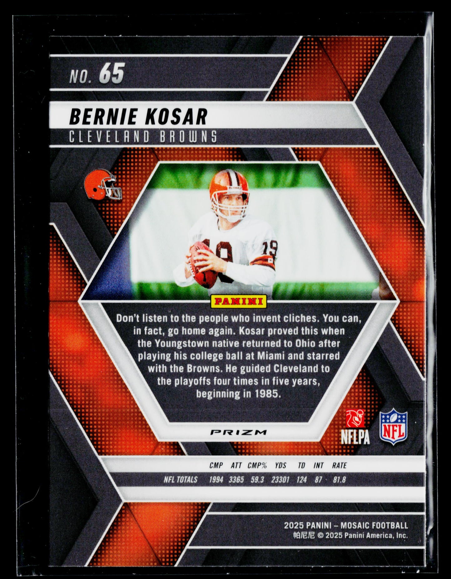 2025 Panini Mosaic Bernie Kosar Mosaic Reactive Yellow #65