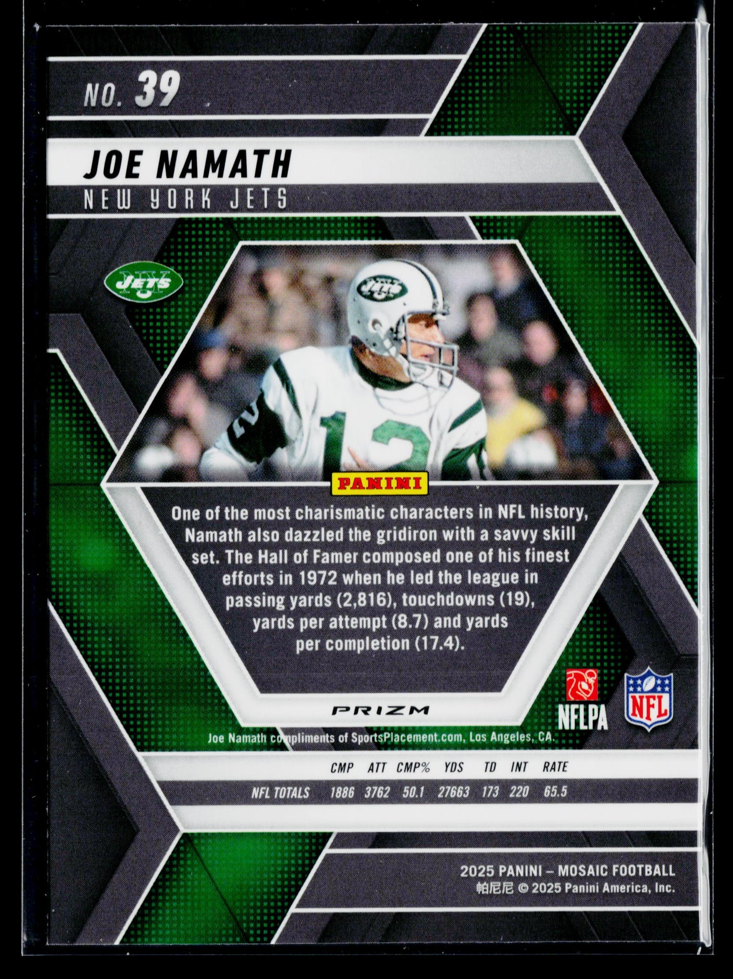 2025 Panini Mosaic Joe Namath Mosaic Reactive Yellow #39