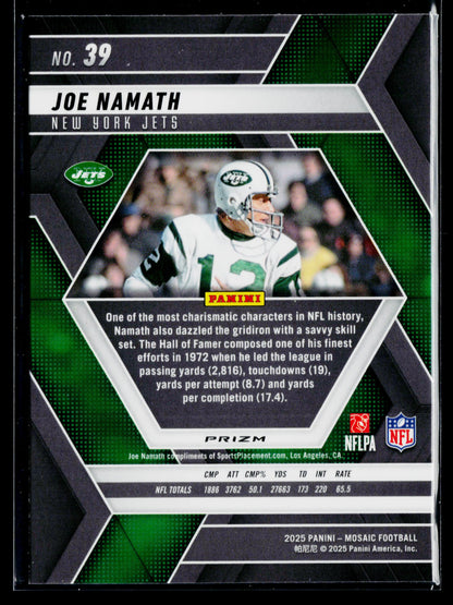 2025 Panini Mosaic Joe Namath Mosaic Reactive Yellow #39