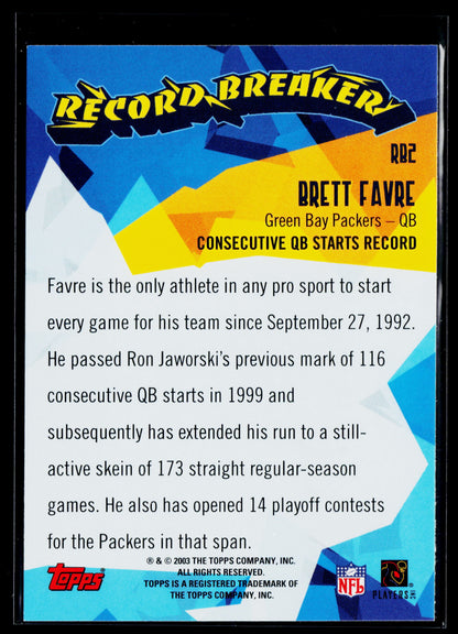 2003 Topps Brett Favre Record Breakers #RB2