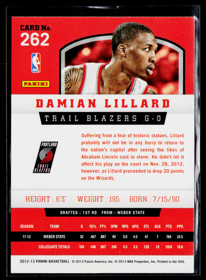 2012-13 Panini Damian Lillard Rookie #262