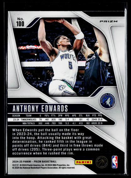 2024-25 Panini Prizm Anthony Edwards Prizms Silver #100