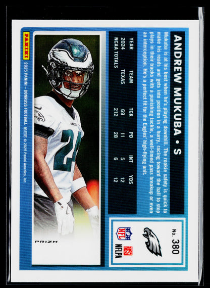 2025 Donruss Andrew Mukuba Rookie Optic Rated Rookies Preview Pink #380