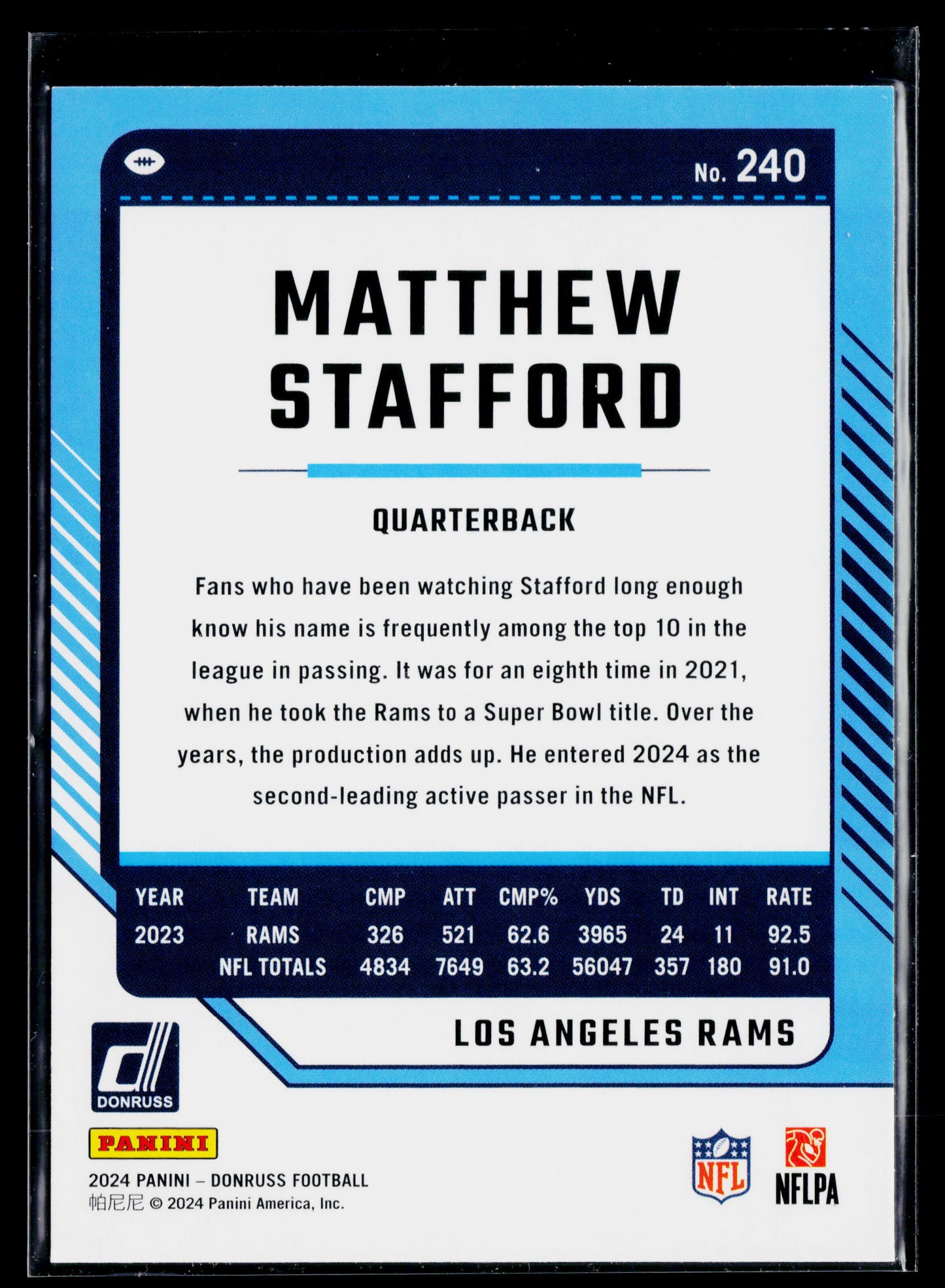 2024 Donruss Matthew Stafford Press Proof Green #240