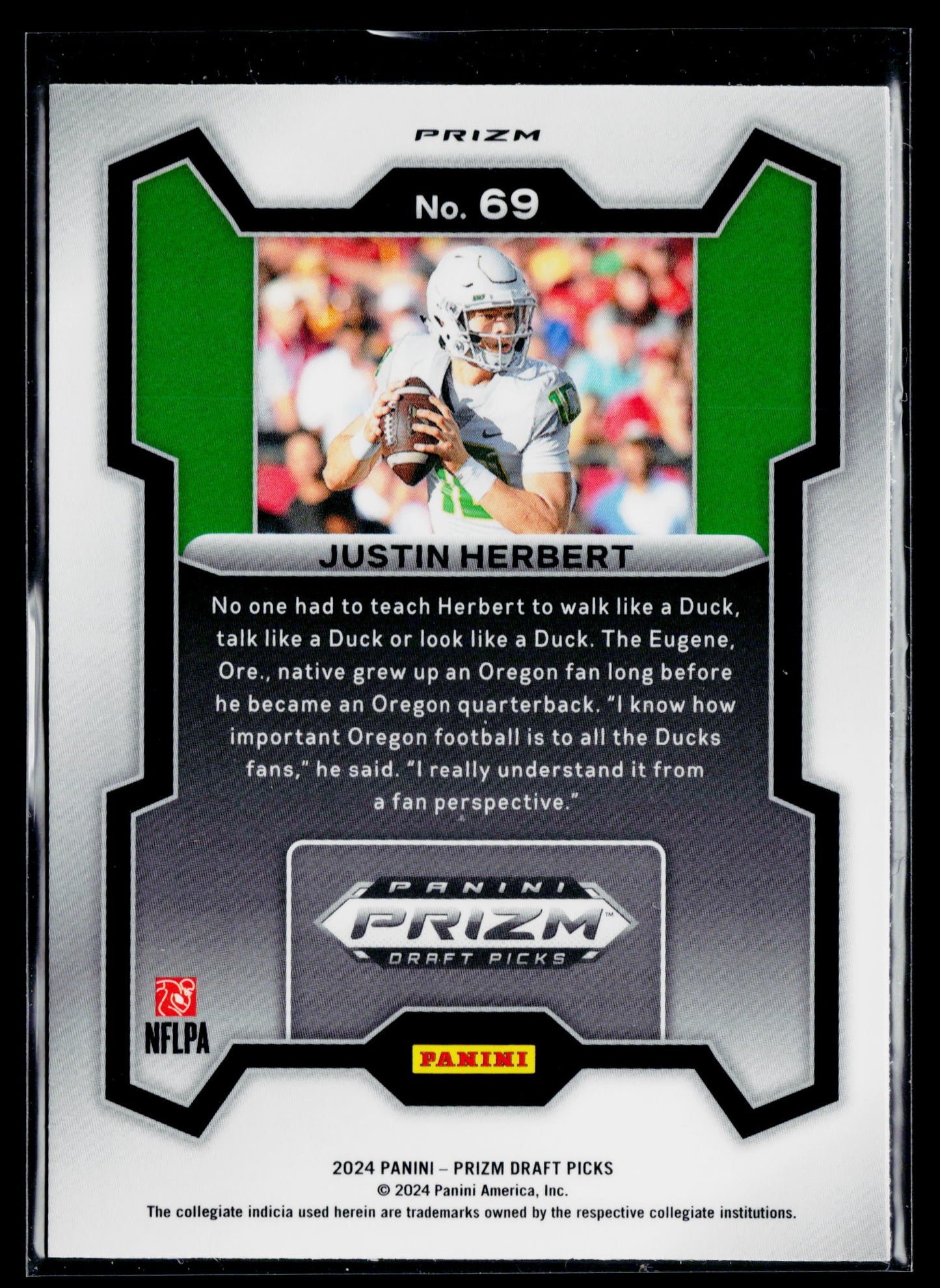 2024 Panini Prizm Draft Picks Justin Herbert Green #69