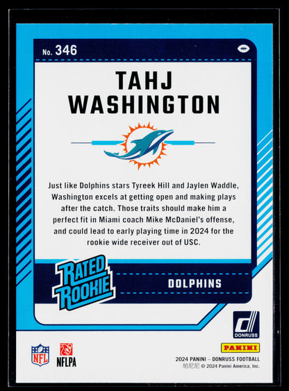 2024 Donruss Tahj Washington Rookie Press Proof Green #346