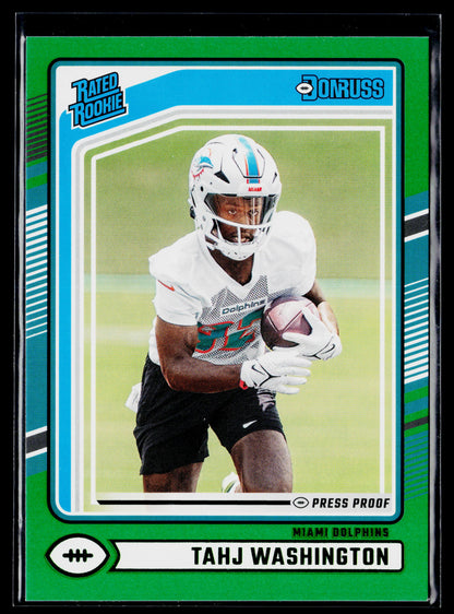 2024 Donruss Tahj Washington Rookie Press Proof Green #346