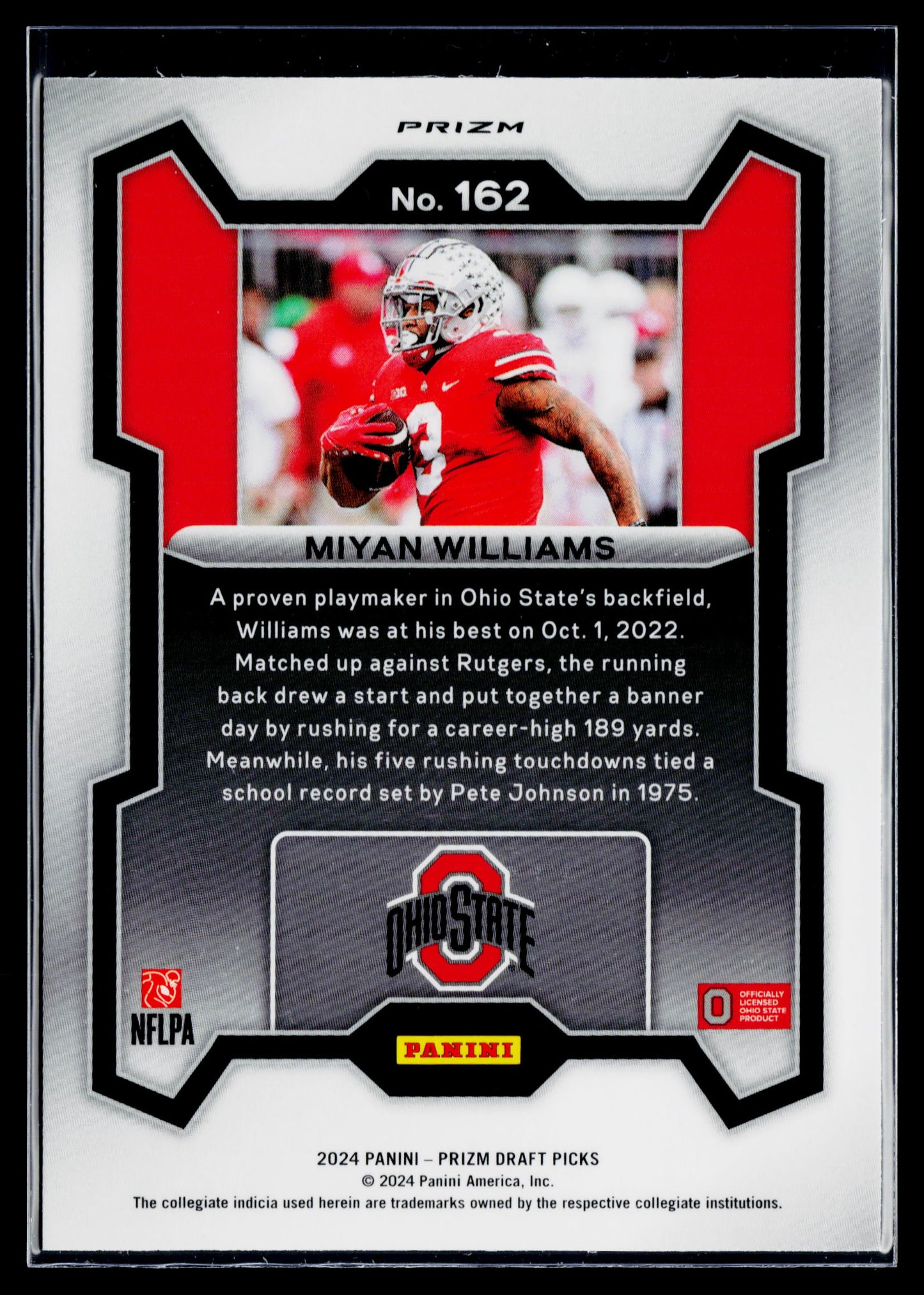 2024 Panini Prizm Draft Picks Miyan Williams Silver #162