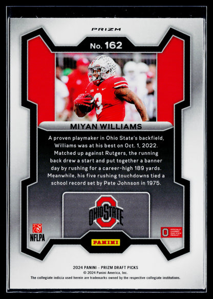2024 Panini Prizm Draft Picks Miyan Williams Silver #162