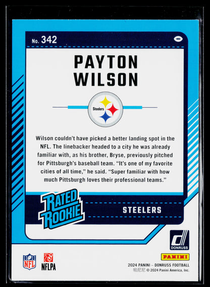 2024 Donruss Payton Wilson Rookie Press Proof Green #342