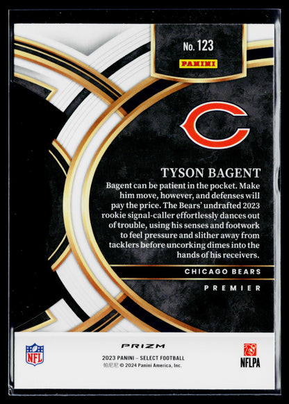 2023 Panini Select Tyson Bagent Rookie Black and Green Prizms Die Cuts #123
