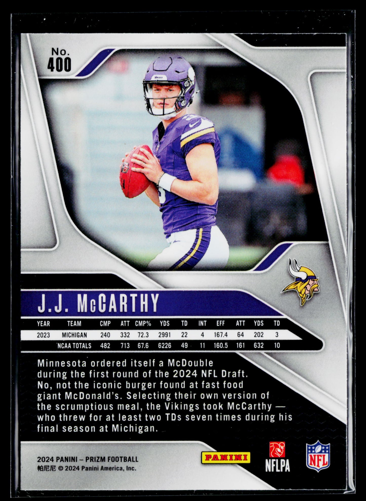 2024 Panini Prizm J.J. McCarthy Rookie #400