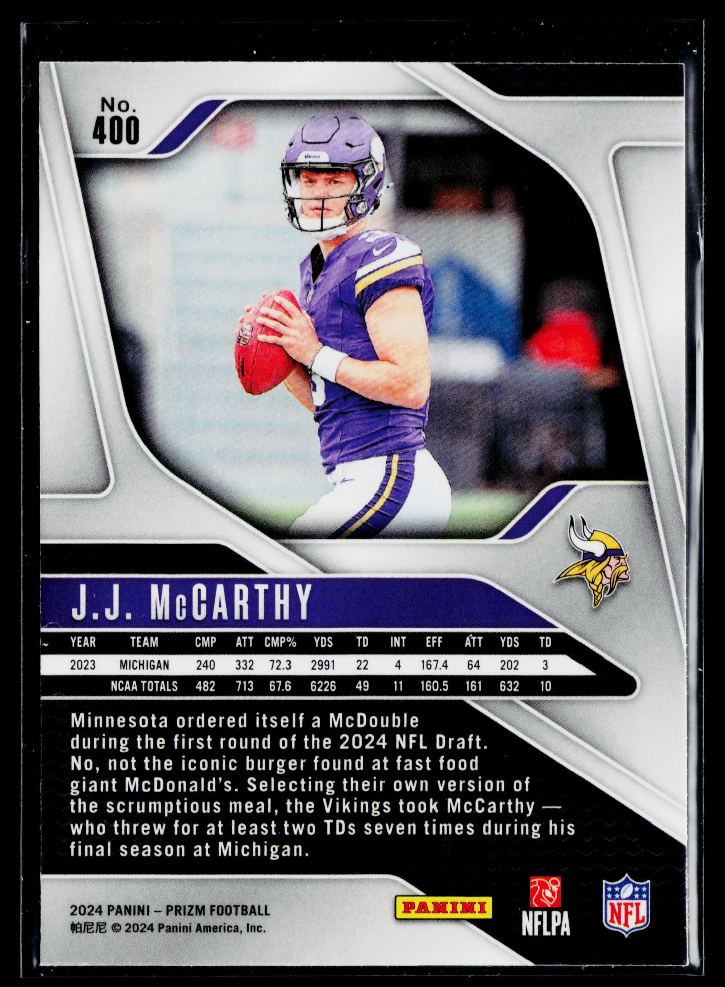 2024 Panini Prizm J.J. McCarthy Rookie #400