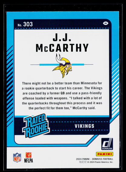 2024 Donruss J.J. McCarthy Rookie #303