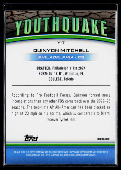 2024 Topps Chrome Quinyon Mitchell Youthquake Refractor #Y-7