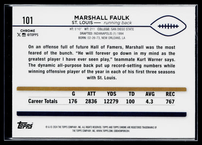 2024 Topps Chrome Marshall Faulk Negative Refractor #101