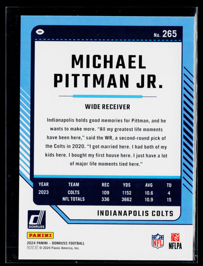 2024 Donruss Michael Pittman Jr. Press Proof Green #265