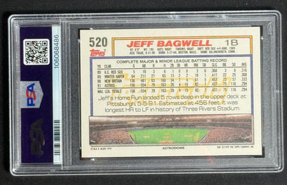 1992 Topps Gold Jeff Bagwell PSA Mint 9 #520