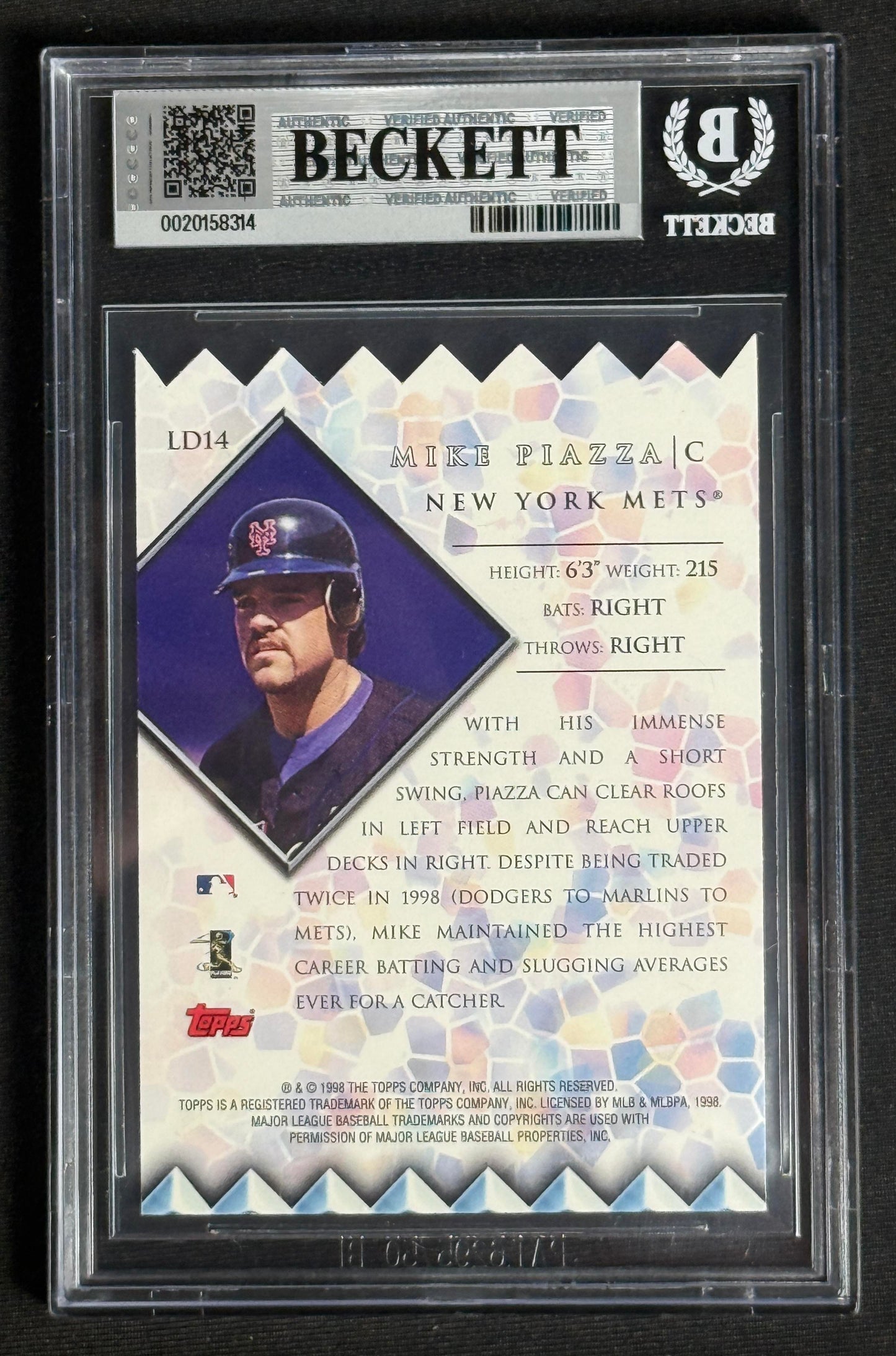 1999 Topps Mike Piazza Lords of the Diamond Die Cut Insert BGS Mint 9 #LD14