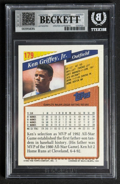 1993 Topps Gold Ken Griffey JR BGS Mint 9 #179
