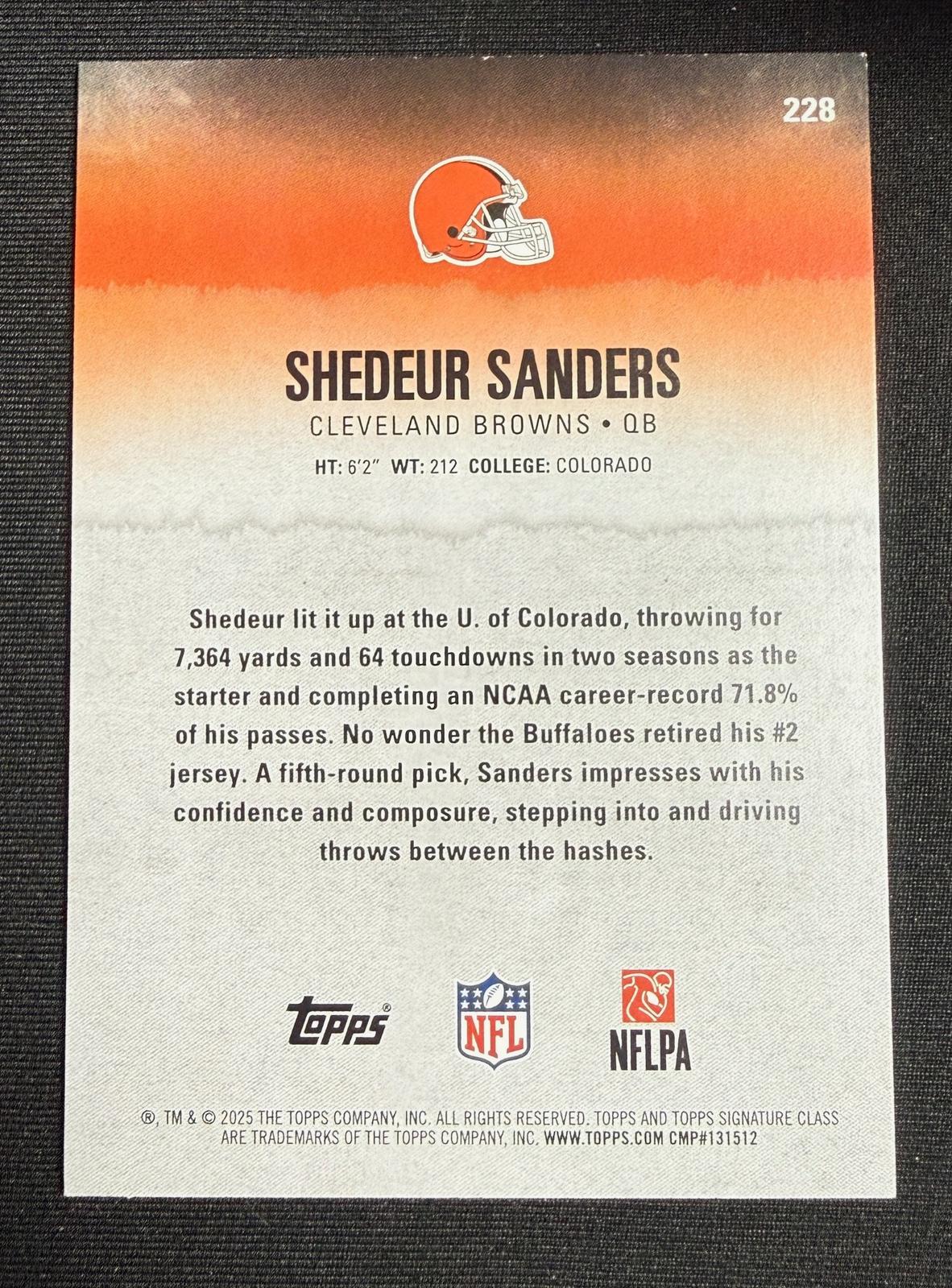 2025 Topps Signature Class Shedeur Sanders RC Magenta #/250 #228
