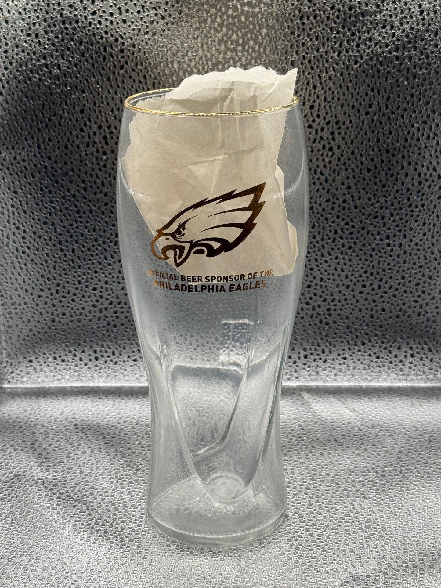 Philadelphia Eagles Miller Lite Gold Rimmed 16 Ounce Draft Beer Pint Glasses NFL
