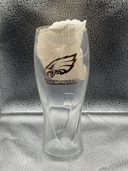 Philadelphia Eagles Miller Lite Gold Rimmed 16 Ounce Draft Beer Pint Glasses NFL