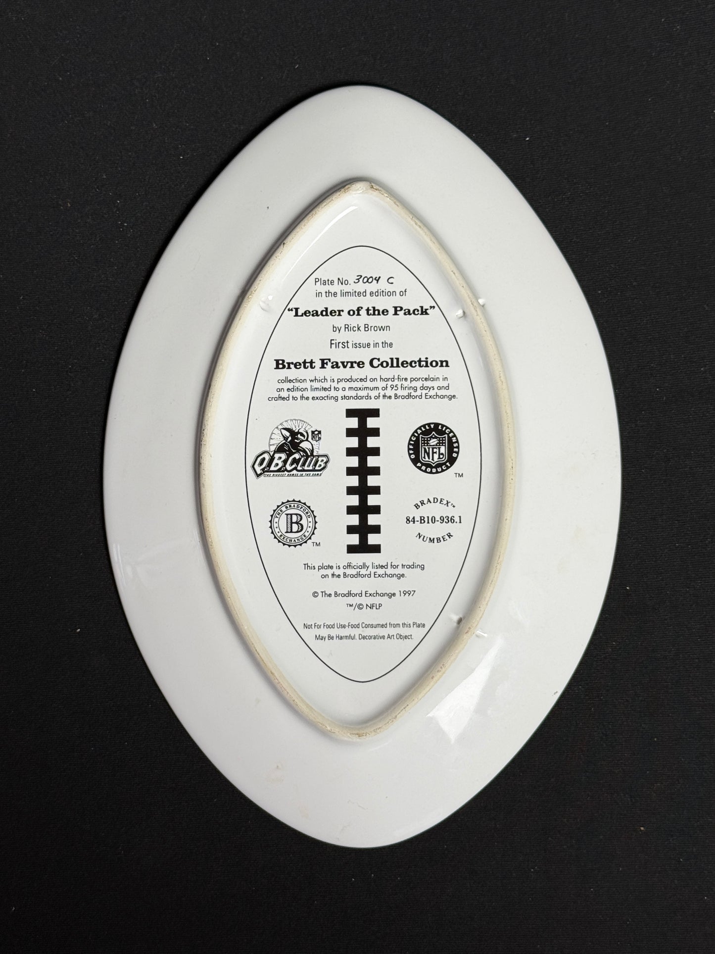 1997 Brett Favre Plate no. 3004C Football Leader of the Pack
