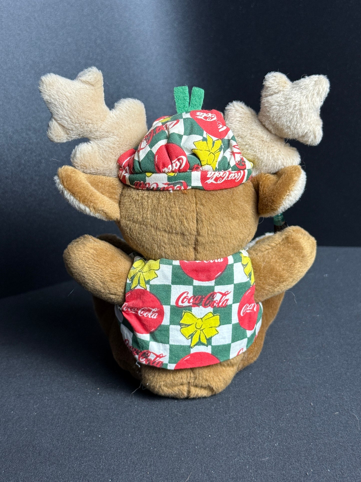 1998 Vintage Coca Cola Reindeer Christmas Bean Bag Plush Stuffed Animal 6"