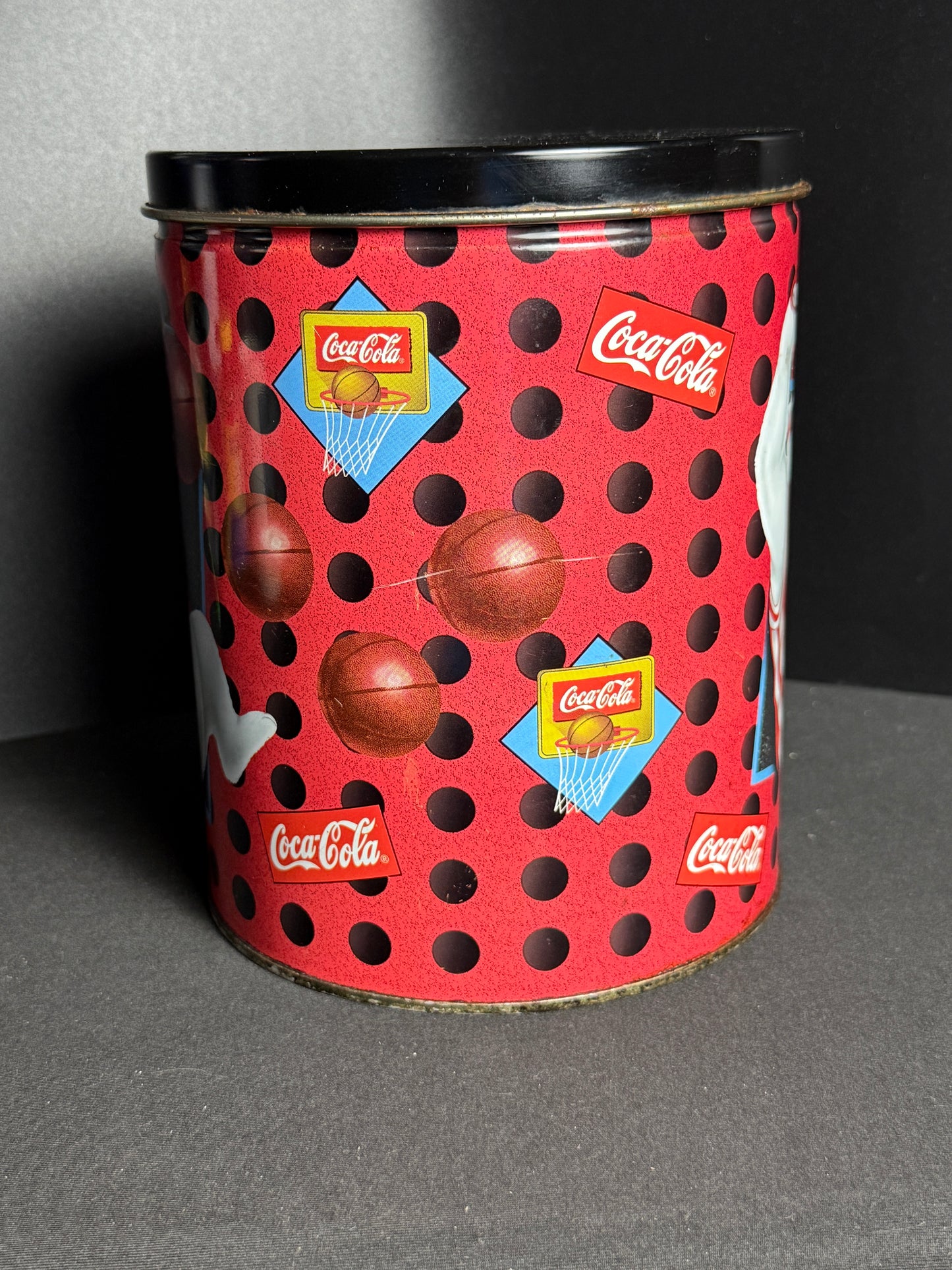 Coca Cola Polar Bear Basketball Collectible Tin 7 1/2 in Empty