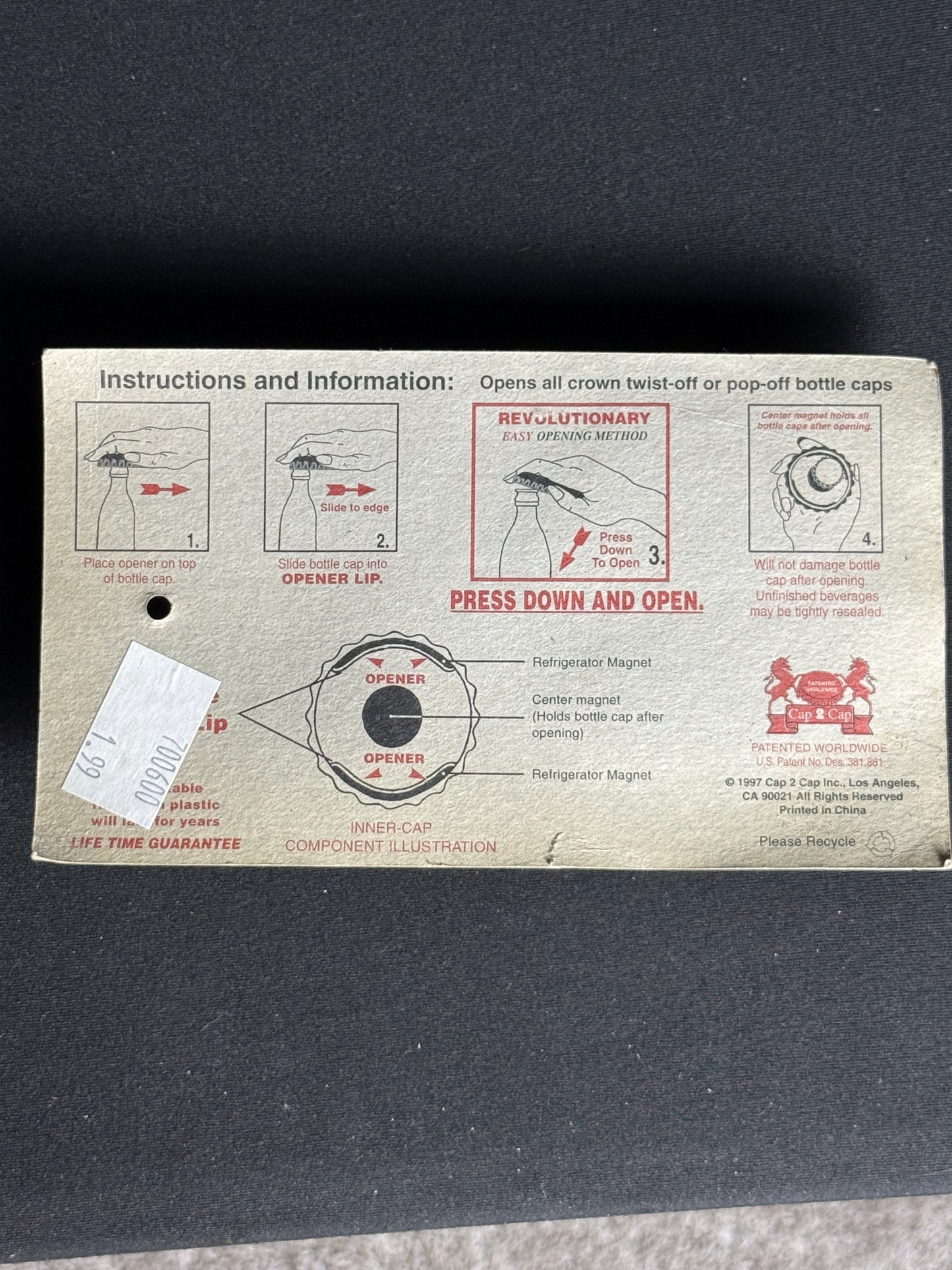 Coca Cola 1997 magnet bottle opener