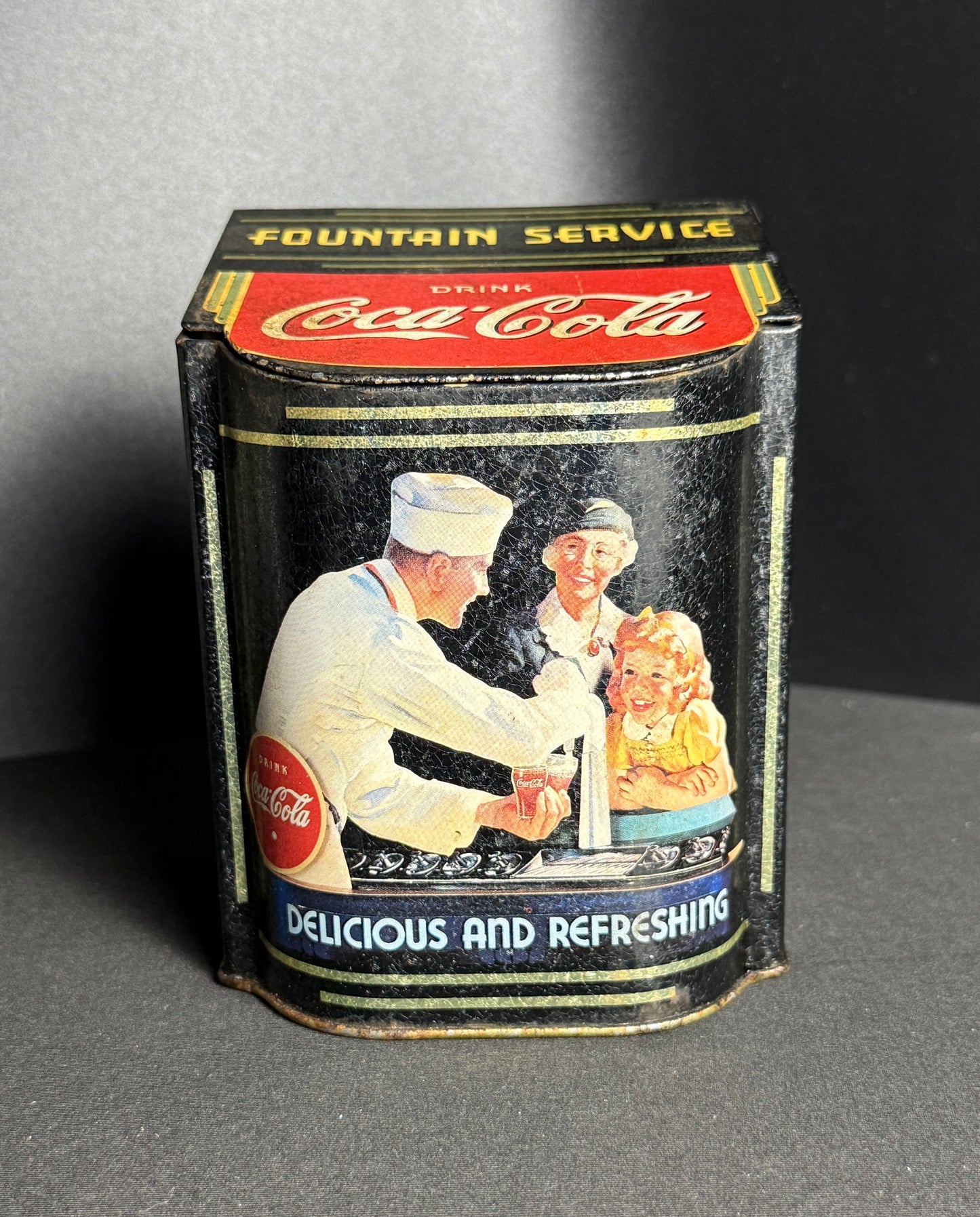 Vintage 1995 Collectible Coca-Cola Fountain Service Tin Box