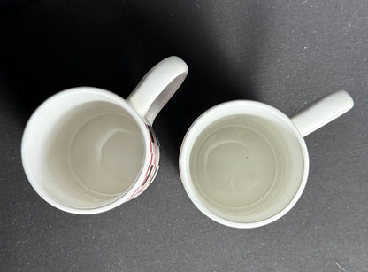 Coca-Cola Checkered Coffee Mugs Marketed by Gibson USA 2002 Red White Black