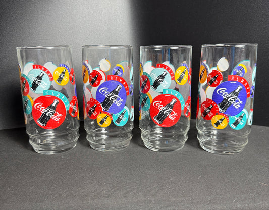 Vintage Coca Cola 1995 "ALWAYS" Drinking Glass 16oz Coke Set of 4 Glasses